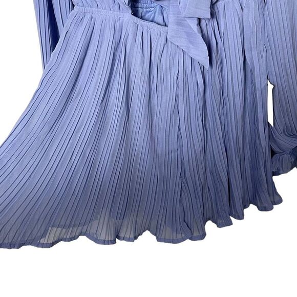 NWT Lulus XS Blue Pleated Long Sleeve Romper Women's Romper - Picture 8 of 13